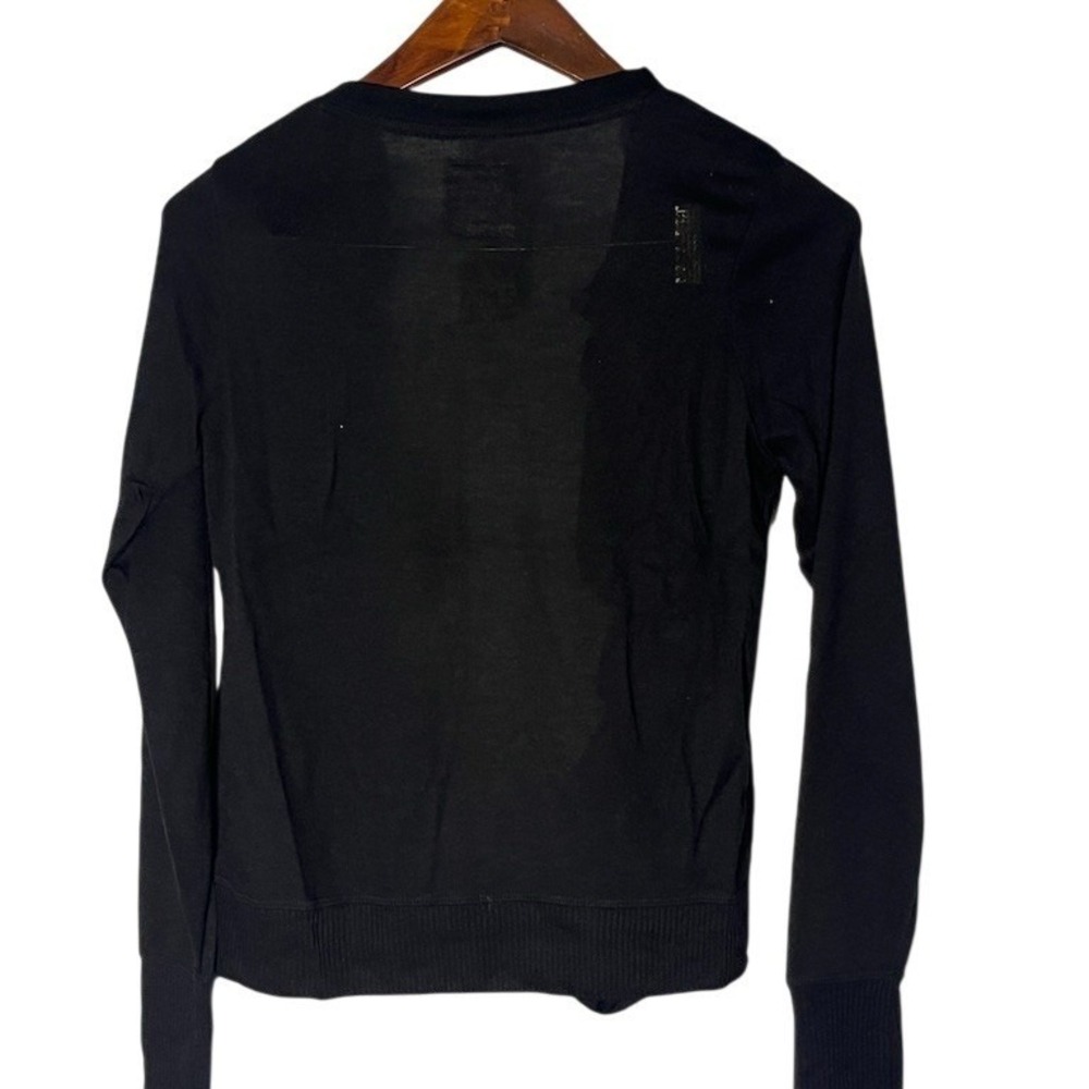 Poof! Clothing Cardigan Sweater Womens L Black Open Front Ruffle Trim - Picture 7 of 7